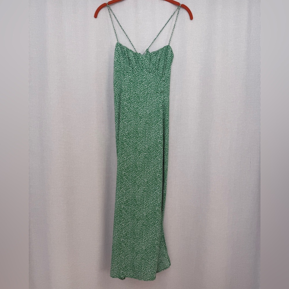 Zara Medium Green and White Printed Dress